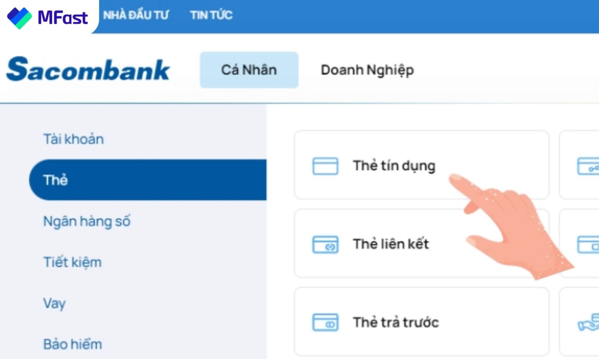 điều kiện mở the tín dụng sacombank